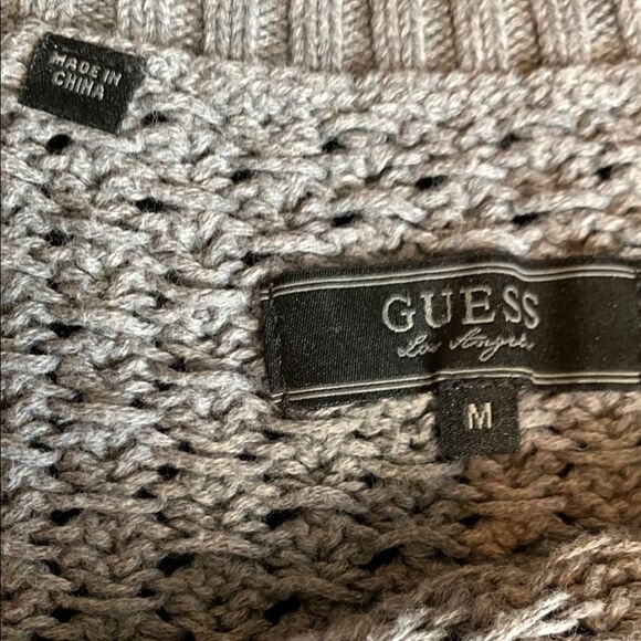 Guess Gray Crew Neck  hunky Knit Sweater Size Medium - Picture 2 of 10